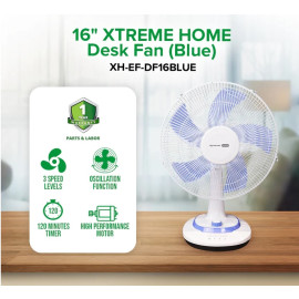 XTREME HOME Desk Fan (Blue) XH-EF-DF16BLUE 16''
