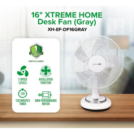 XTREME HOME Desk Fan (Gray) XH-EF-DF16GRAY 16''