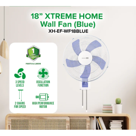 XTREME HOME Wall Fan (Blue) XH-EF-WF18BLUE 18''