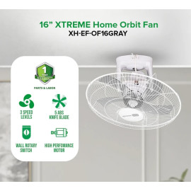 XTREME HOME Orbit Fan (Gray) XH-EF-OF16GRAY 16''