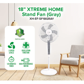 XTREME HOME Stand Fan (Gray)  XH-EF-SF18GRAY 18''