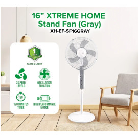 XTREME HOME Stand Fan (Gray) XH-EF-SF16GRAY 16''
