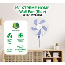 XTREME HOME Wall Fan (Blue) XH-EF-WF16BLUE 16''