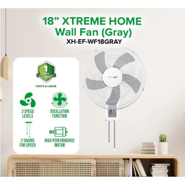XTREME HOME Wall Fan (Gray) XH-EF-WF18GRAY 18''