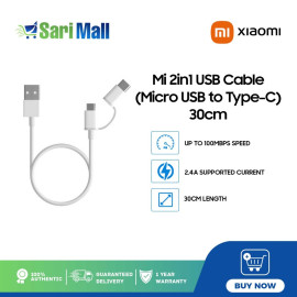 Xiaomi Mi 2in1 USB Cable (Micro USB to Type-C) 30cm White SJX01ZM