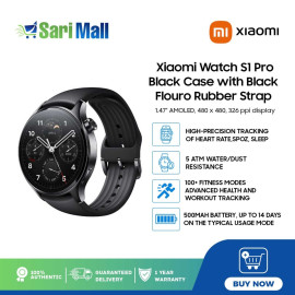 Xiaomi watch S1 Pro Black Case with Black Flouro rubber Strap M2135W1
