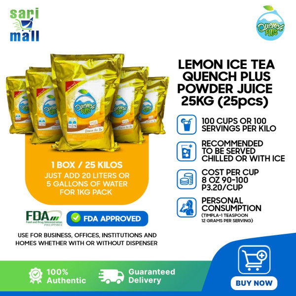 QUENCH PLUS LEMON ICE TEA POWDER JUICE 1KG (25PCS)