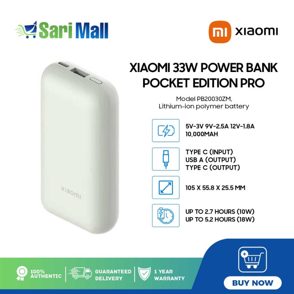 Xiaomi 33W Power Bank 10000mAh Pocket Edition Pro Ivory