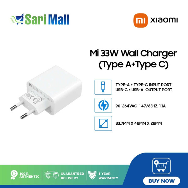 Xiaomi Mi 33W Wall Charger (Type A+Type C) White